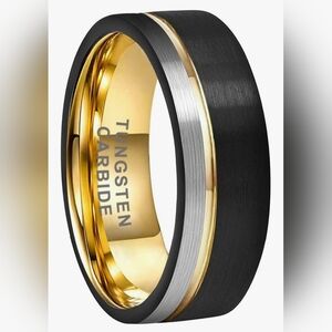 Men's Black, Silver and Gold Ring
